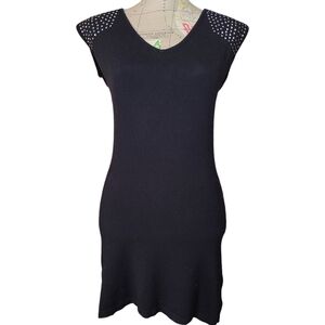 Peppe Peclusso Size Medium Black Studded Knit A-Line Mini Dress Grunge Steampunk